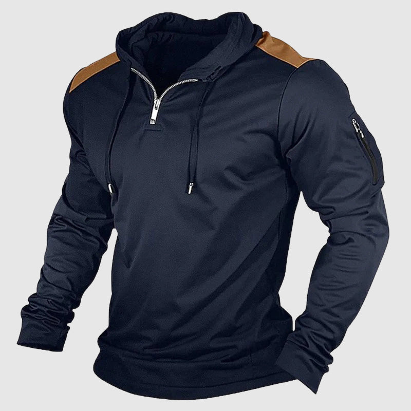 Joaquin Men’s Zip-Up Hoodie – Lightweight Streetwear Patchwork Pullover