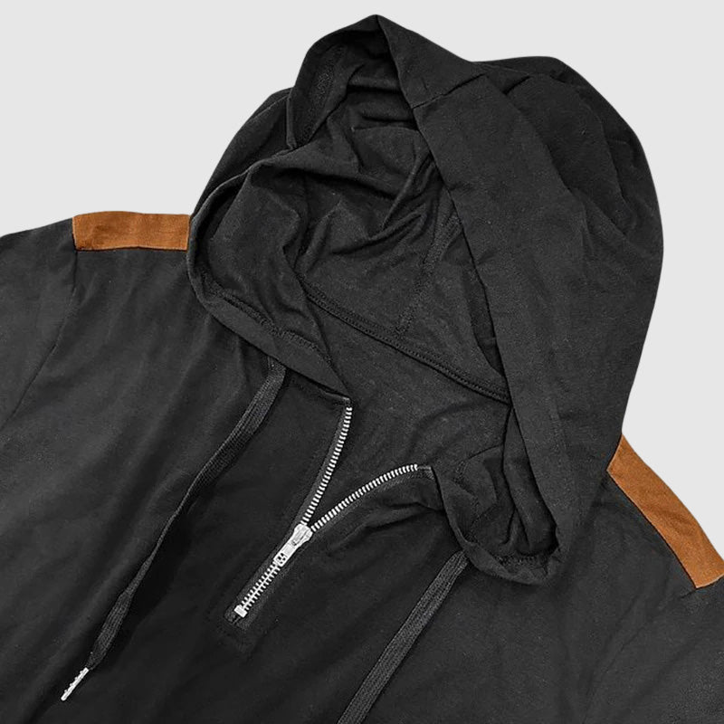 Joaquin Men’s Zip-Up Hoodie – Lightweight Streetwear Patchwork Pullover