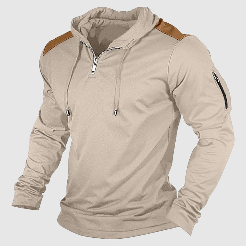 Joaquin Men’s Zip-Up Hoodie – Lightweight Streetwear Patchwork Pullover