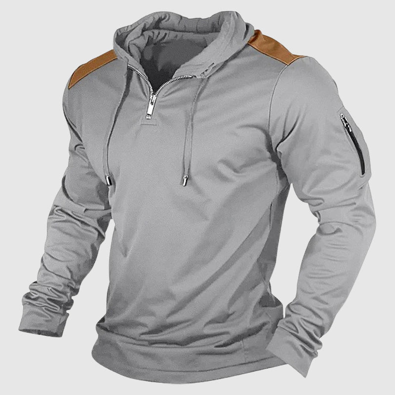 Joaquin Men’s Zip-Up Hoodie – Lightweight Streetwear Patchwork Pullover
