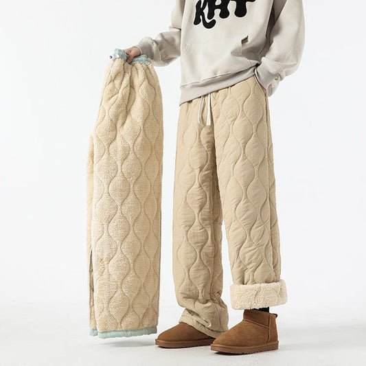 Harris Men’s Quilted Pants – Insulated Fleece Lining with Relaxed Wide-Leg Fit