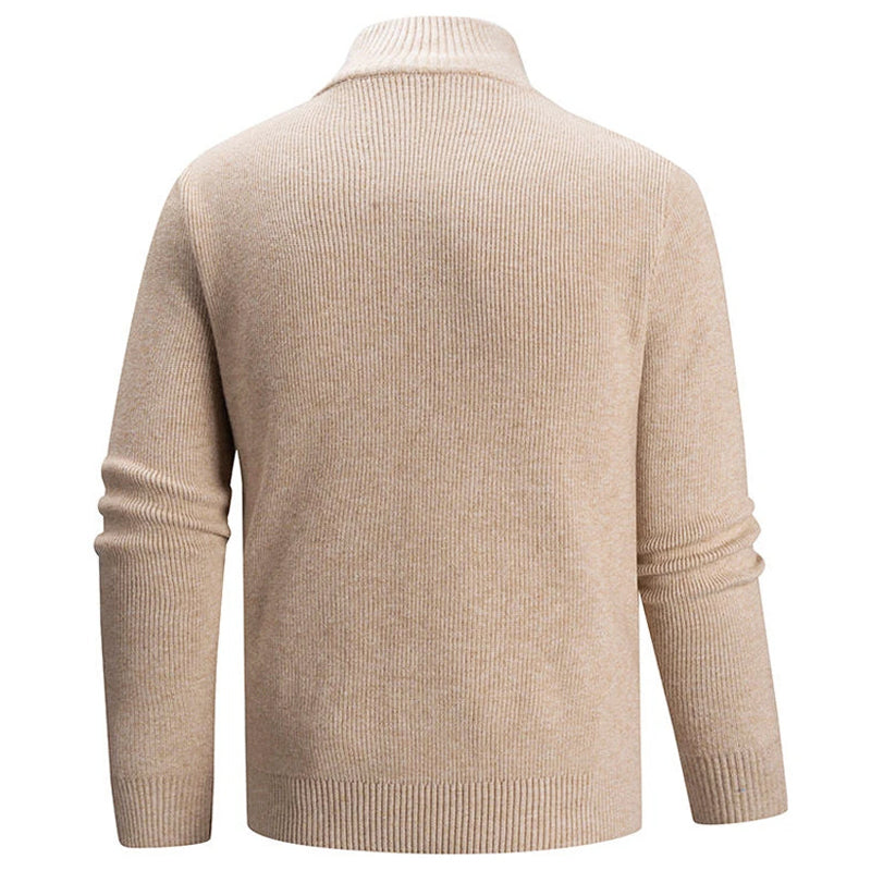 Ezra Men’s Quarter Zip Sweater – Slim Fit Ribbed Knit Mock Neck Pullover