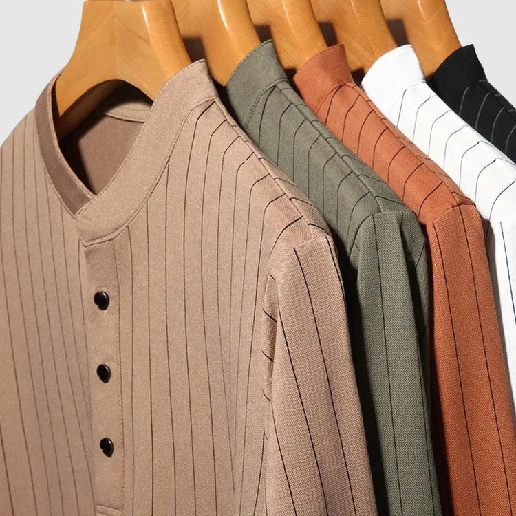 Martin Men’s Striped Shirt – Slim Fit & Stand Collar Shirt