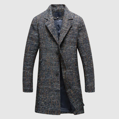 Elias Structured Wool Coat – Mid-Thigh Length & Textured Weave for Winter
