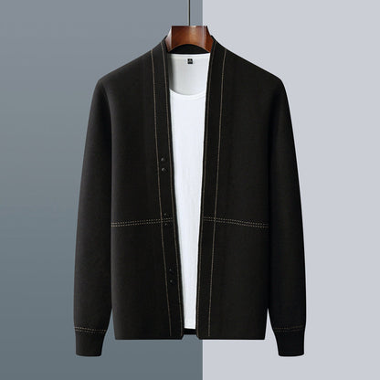 Callum Men’s Wool Cardigan – Business Jacquard Knit for Autumn & Winter Layering