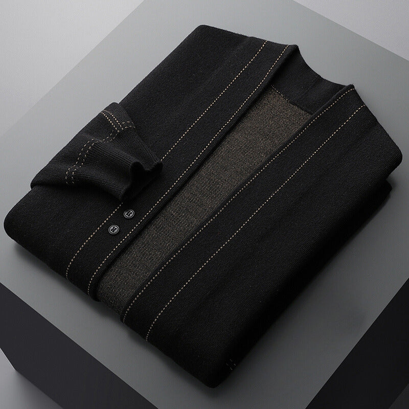 Callum Men’s Wool Cardigan – Business Jacquard Knit for Autumn & Winter Layering