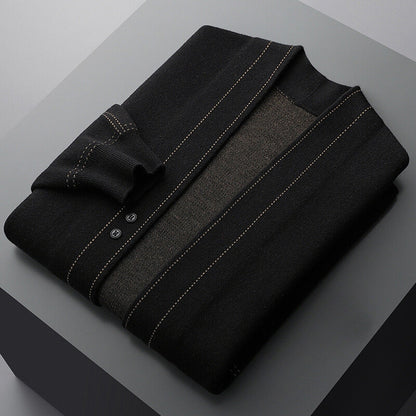 Callum Men’s Wool Cardigan – Business Jacquard Knit for Autumn & Winter Layering