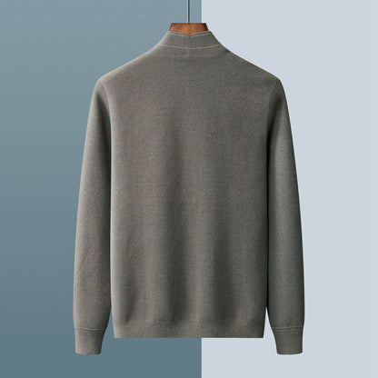 Callum Men’s Wool Cardigan – Business Jacquard Knit for Autumn & Winter Layering