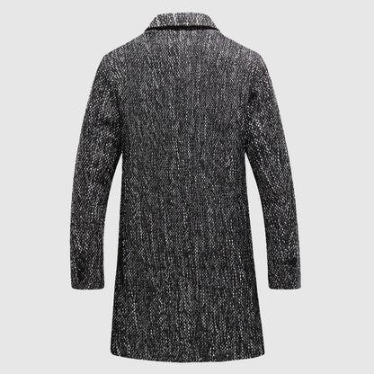 Elias Structured Wool Coat – Mid-Thigh Length & Textured Weave for Winter