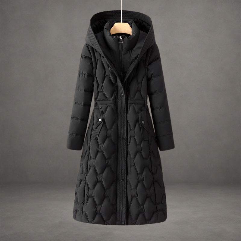 Rositta Women’s Longline Down Coat – Quilted Hooded Puffer Coat