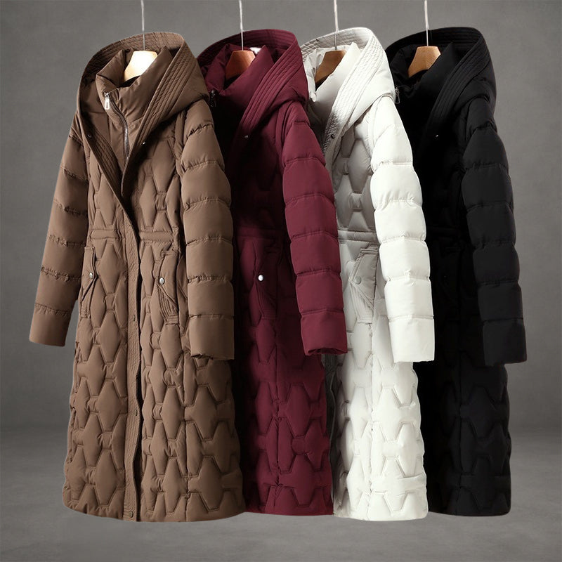 Rositta Women’s Longline Down Coat – Quilted Hooded Puffer Coat