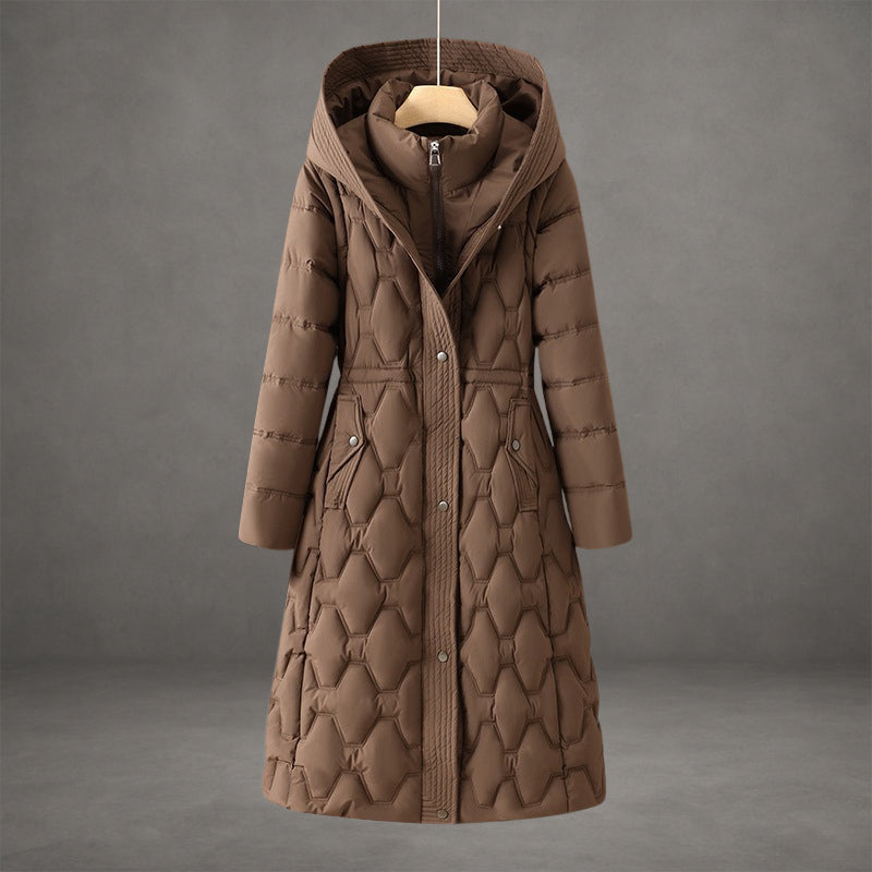 Rositta Women’s Longline Down Coat – Quilted Hooded Puffer Coat