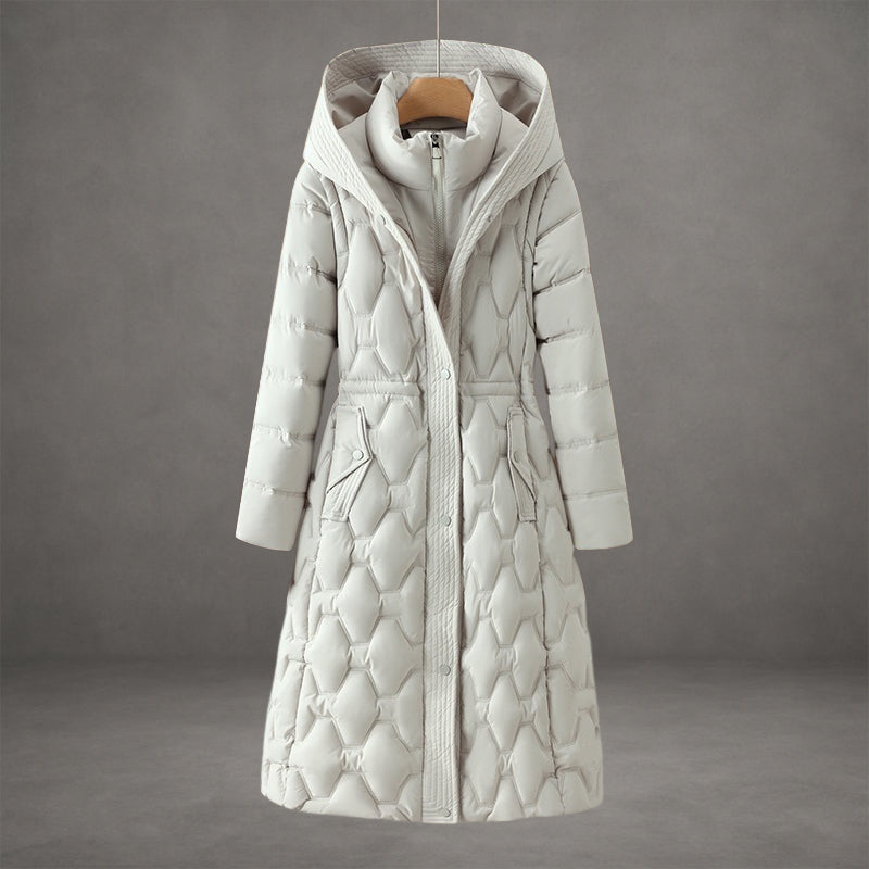 Rositta Women’s Longline Down Coat – Quilted Hooded Puffer Coat