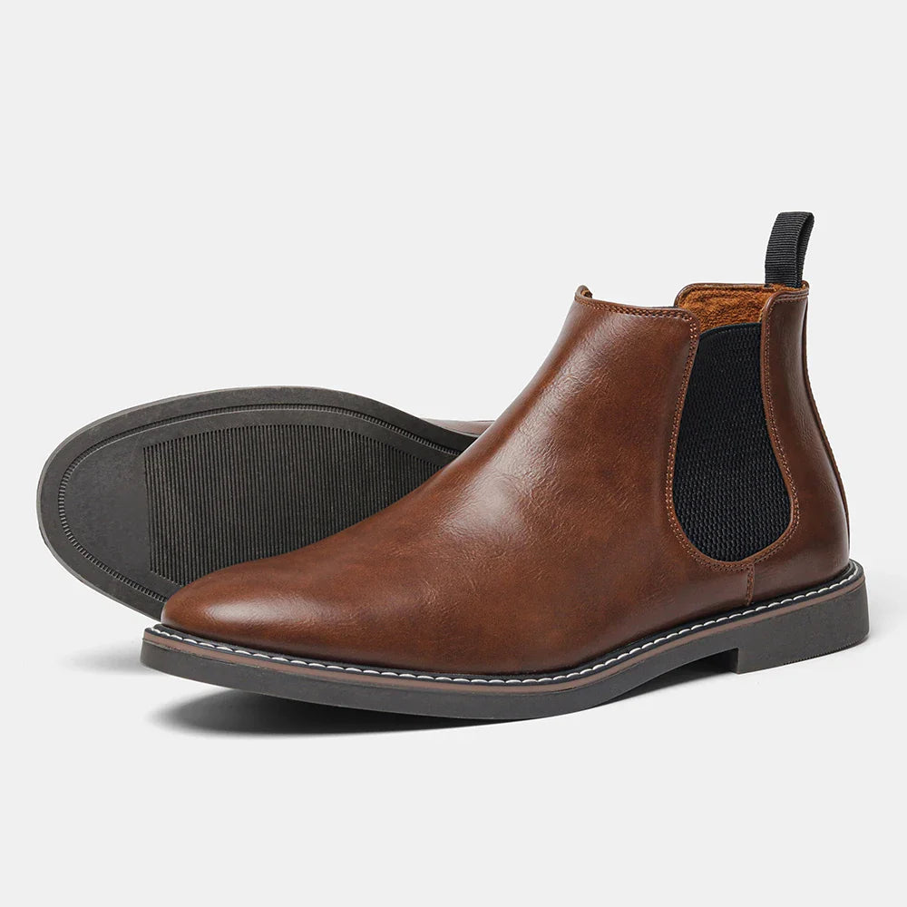Francesco Men’s Leather Chelsea Boots – Full-Grain Leather with Cushioned Insole
