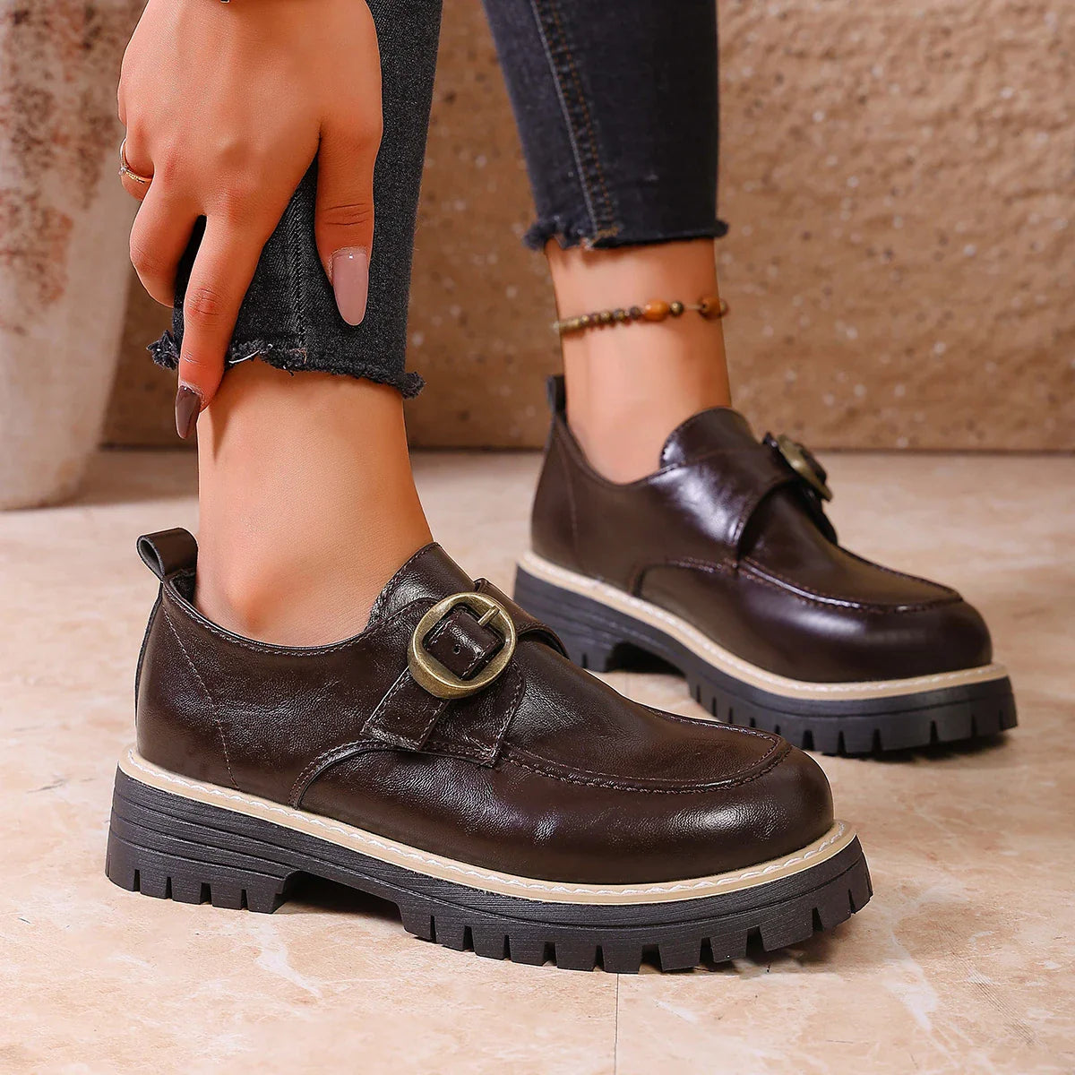 Leona Women’s Buckle Leather Loafers