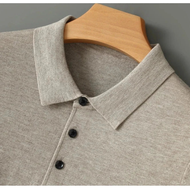 Ethan Men’s Merino Wool Polo Sweater – Classic Knit for Layering