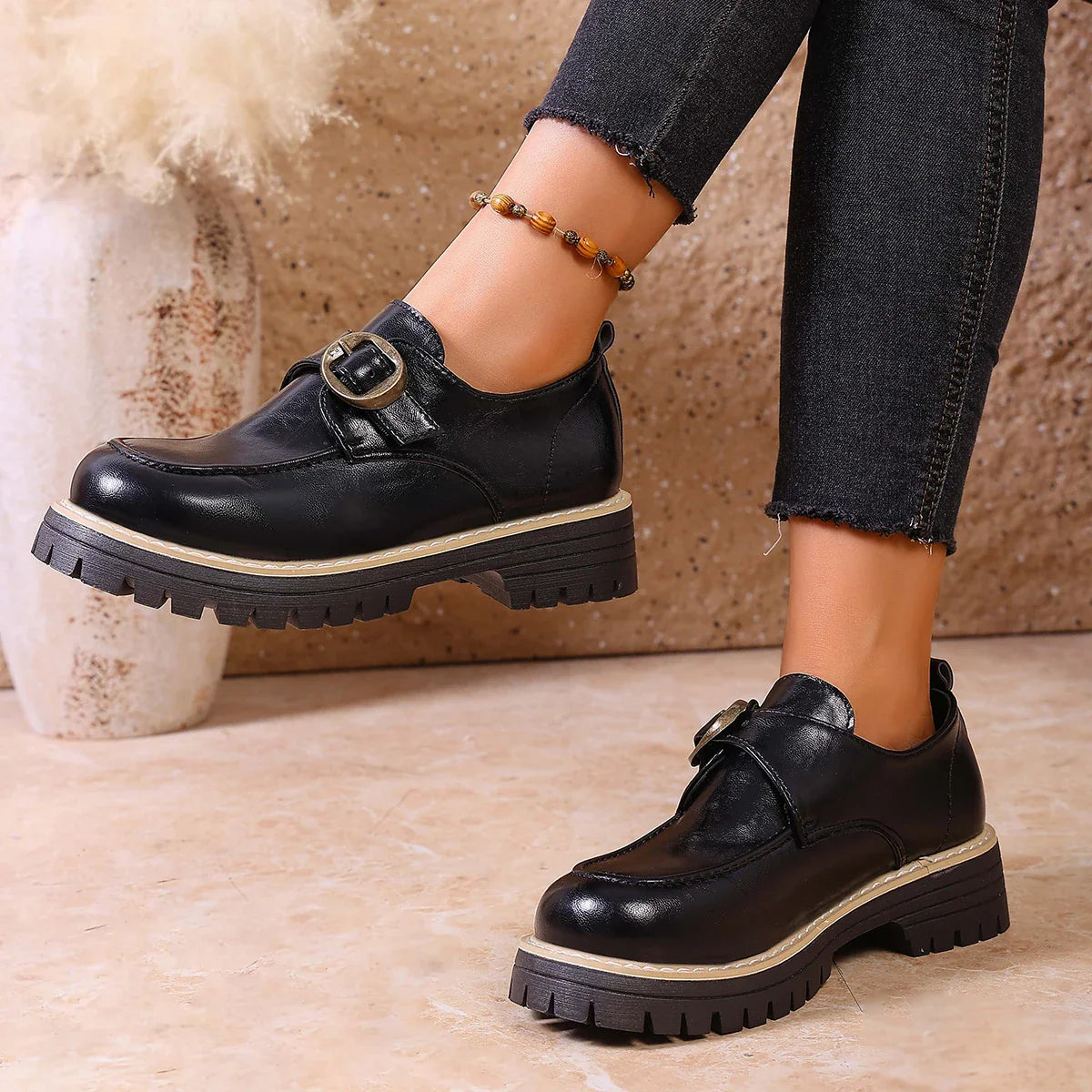 Leona Women’s Buckle Leather Loafers