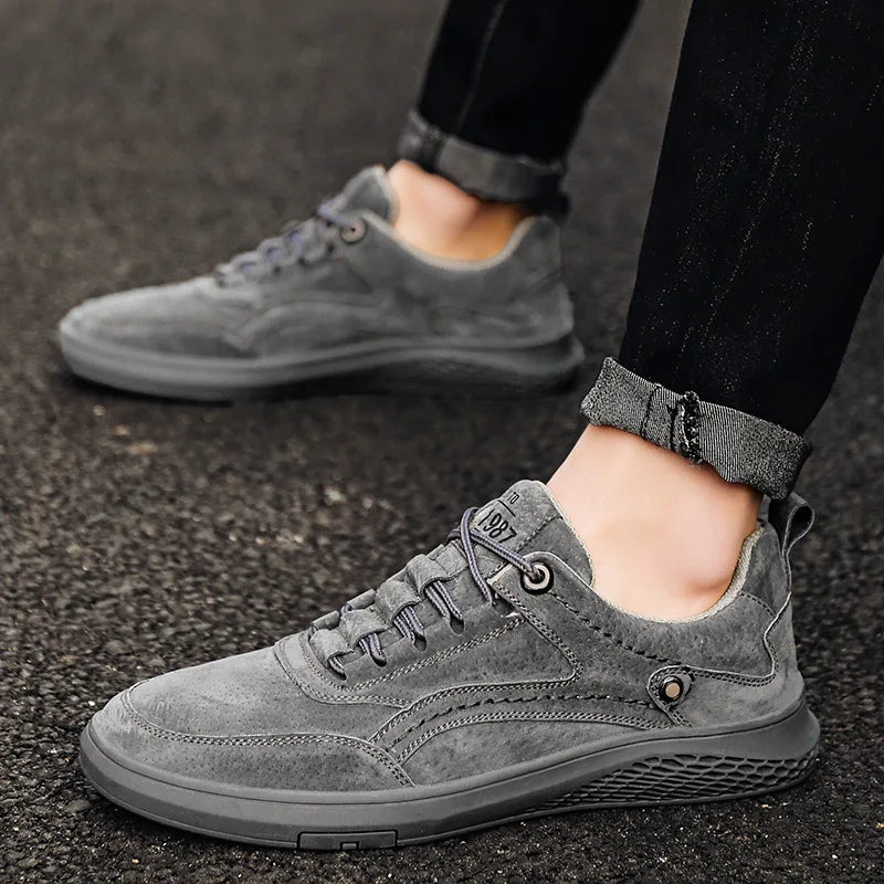 Uriel Men’s Shoes – Suede Leather Trainer with Cushioned Comfort