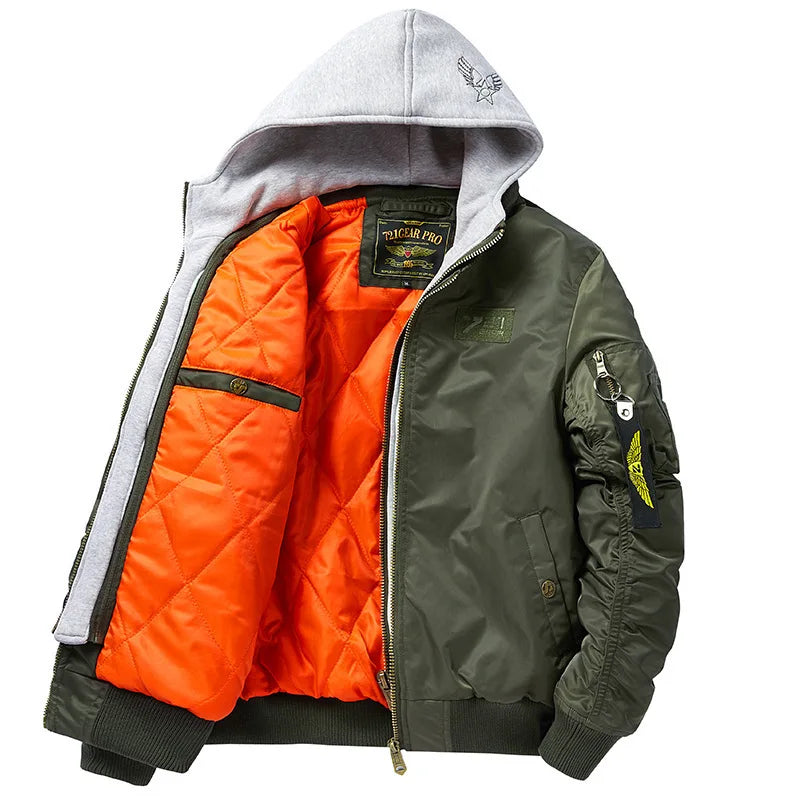 Hamilton Men’s Bomber Jacket – Padded Cotton Military-Style Hoodie