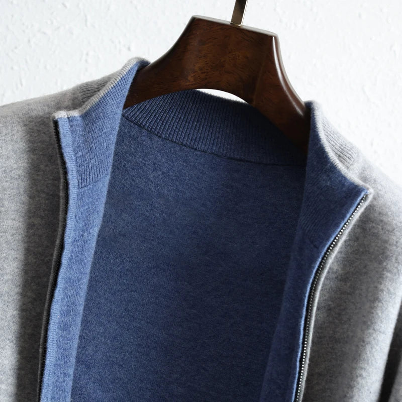 Levi Men's Cashmere Jacket – Knit Zip Up Jacket in Pure Cashmere