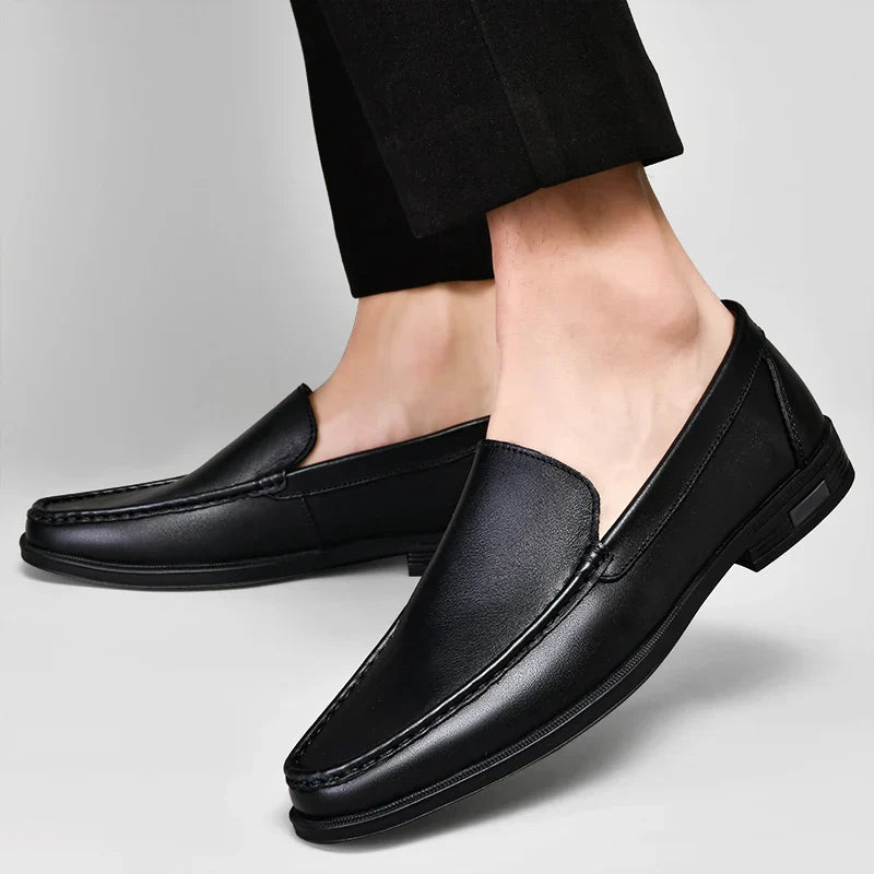 Davide Men’s Leather Loafers – Genuine Leather Slip-On Shoes with Cushioned Insole