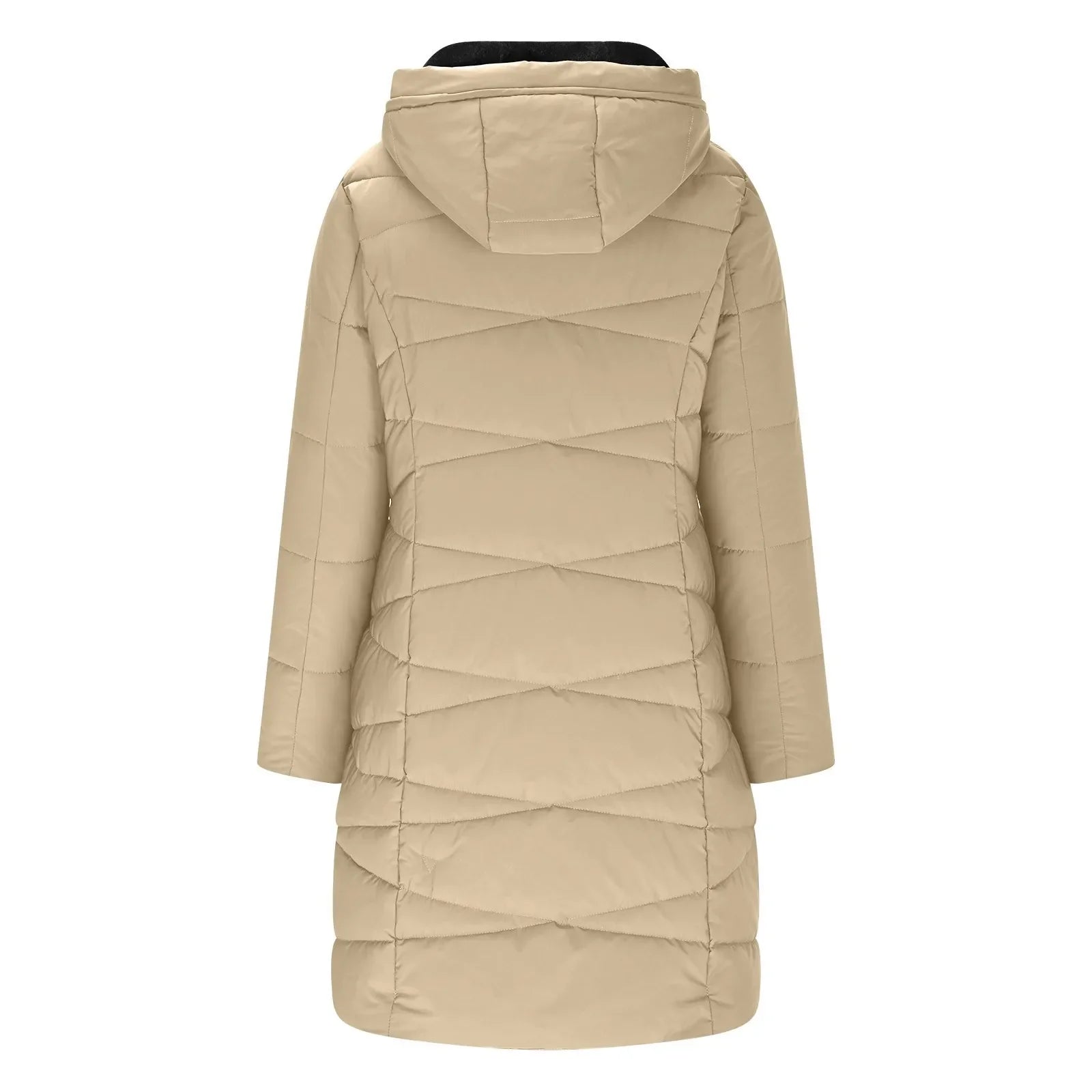 Marbella Women’s Long Quilted Coat – Plush Hooded Winter Jacket