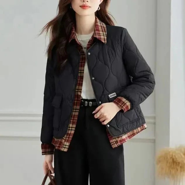Noelle Women’s Quilted Jacket – Tailored Plaid Lightweight Jacket
