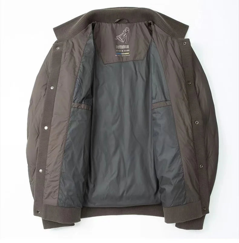 Lindon Men’s Quilted Duck Down Jacket – Lightweight Diamond Insulated Bomber