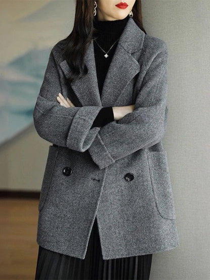 Elara Women’s Trench Coat – Double-Breasted Wool Blend with Tailored Fit