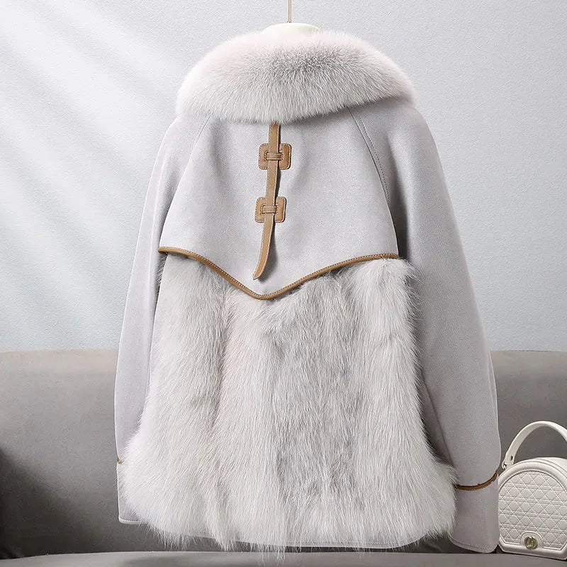 Almona Women’s Plush Fur Coat – Winter Jacket with Toggle Closure