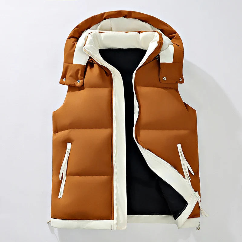 James Men’s Puffer Vest – Insulated Water-Resistant Gilet with Detachable Hood