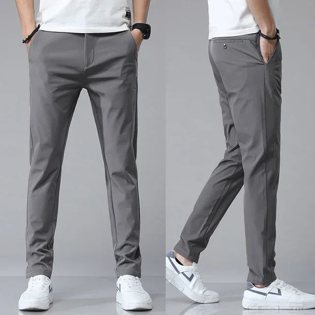 Pablo Men’s Tapered Stretch Pants – Wrinkle-Resistant with Elastic Waist