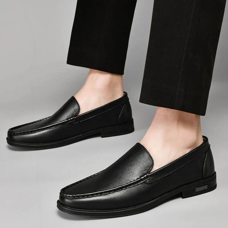 Davide Men’s Leather Loafers – Genuine Leather Slip-On Shoes with Cushioned Insole