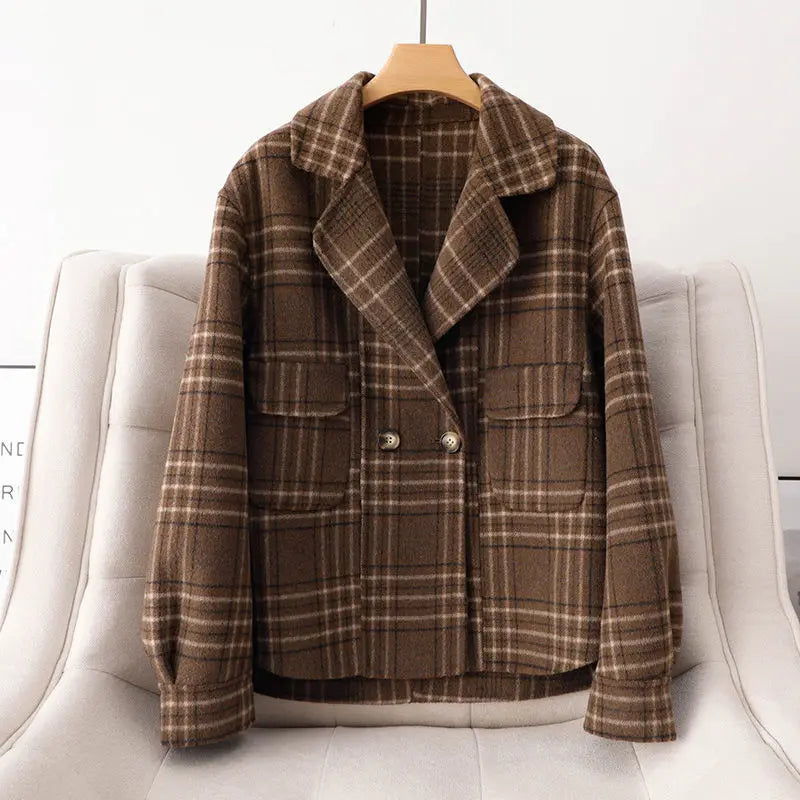 Madeline Women’s Plaid Wool Jacket – Double-Sided Heritage Cut Woolen Jacket