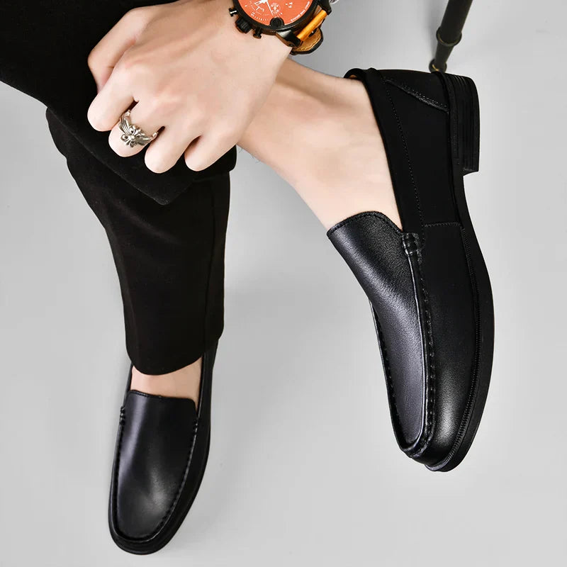 Davide Men’s Leather Loafers – Genuine Leather Slip-On Shoes with Cushioned Insole