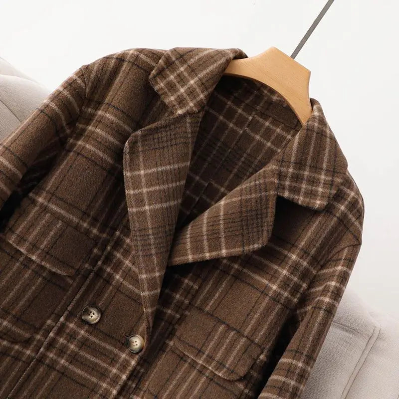 Madeline Women’s Plaid Wool Jacket – Double-Sided Heritage Cut Woolen Jacket