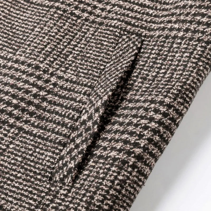 Luciano Men’s Plaid Short Coat – Structured Wool Blend with Modern Fit