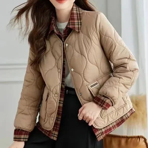 Noelle Women’s Quilted Jacket – Tailored Plaid Lightweight Jacket