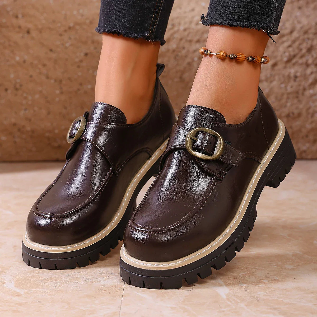 Leona Women’s Buckle Leather Loafers