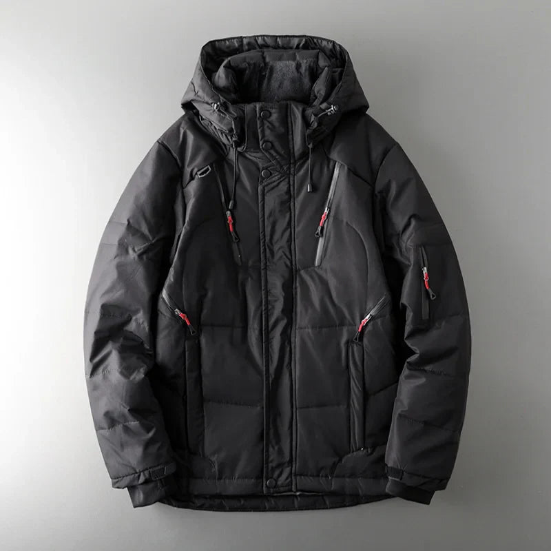 Alistair Men’s Down Puffer Jacket – White Duck Down Winter Coat with Detachable Hood