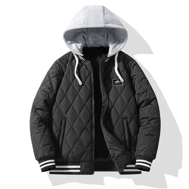 Jaime Men's Quilted Hooded Jacket – Regular Fit Cotton Padded Jacket
