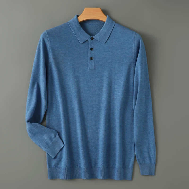 Ethan Men’s Merino Wool Polo Sweater – Classic Knit for Layering