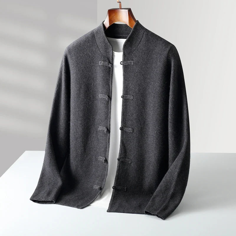 Houston Men’s Cardigan – Lightweight Stand-Collar Knit Sweater