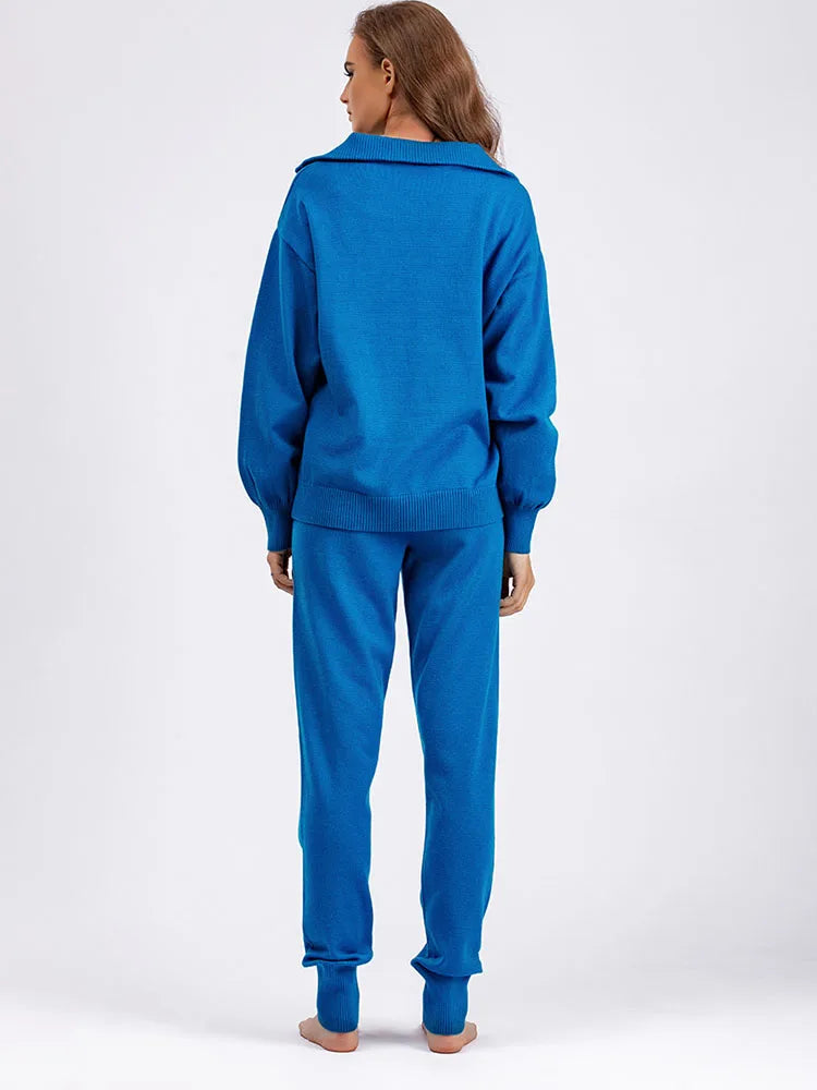 Kristel Women’s Knit Lounge Set – Cotton Blend Pullover & Joggers