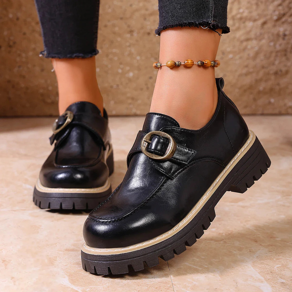 Leona Women’s Buckle Leather Loafers