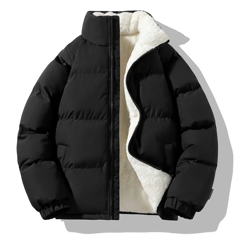 Alarico Men’s Winter Jacket – Cotton-Blend Fleece-Lined  High Neck Puffer Jacket
