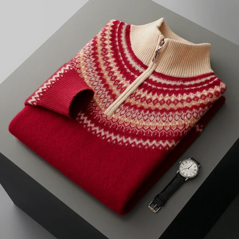 Declan Men’s Quarter-Zip Sweater – Stand Collar Ultra-Soft Knit Jumper