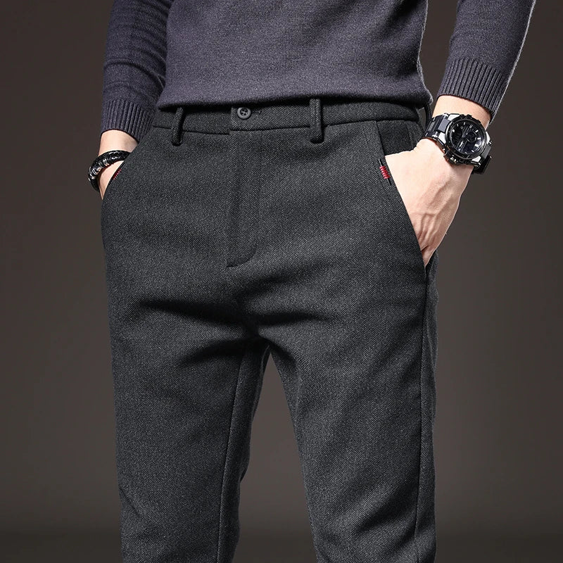 Alejandro Men’s Slim Fit Trousers – Stretch Cotton with Wrinkle-Resistant Finish