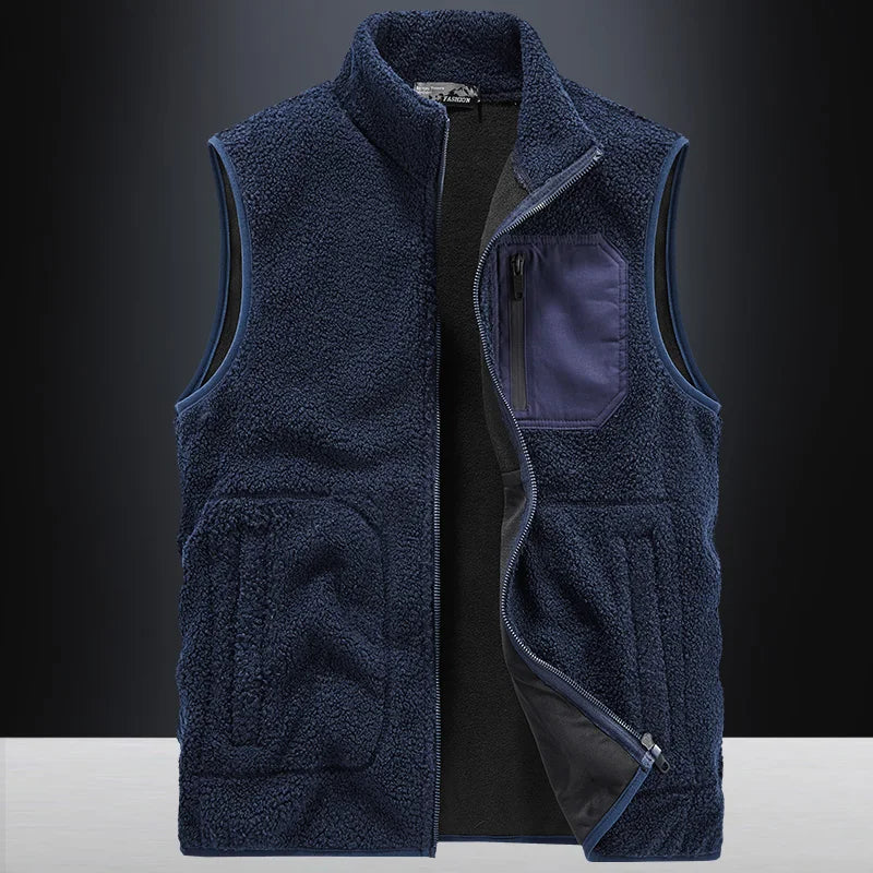 Giardino Men’s Sherpa Fleece Vest – Thick Warm Fleece with Utility Pockets