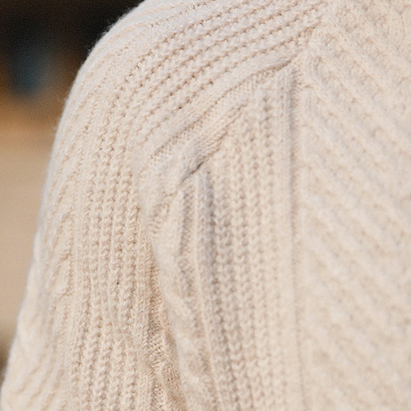 Cortona Men’s Polo Sweater – Textured Cable-Knit Sweater